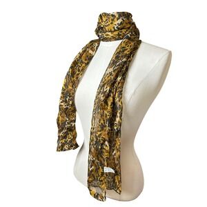 Vintage Leopard Print Sheer Scarf Brown Black Animal‎ Festival Glam Retro